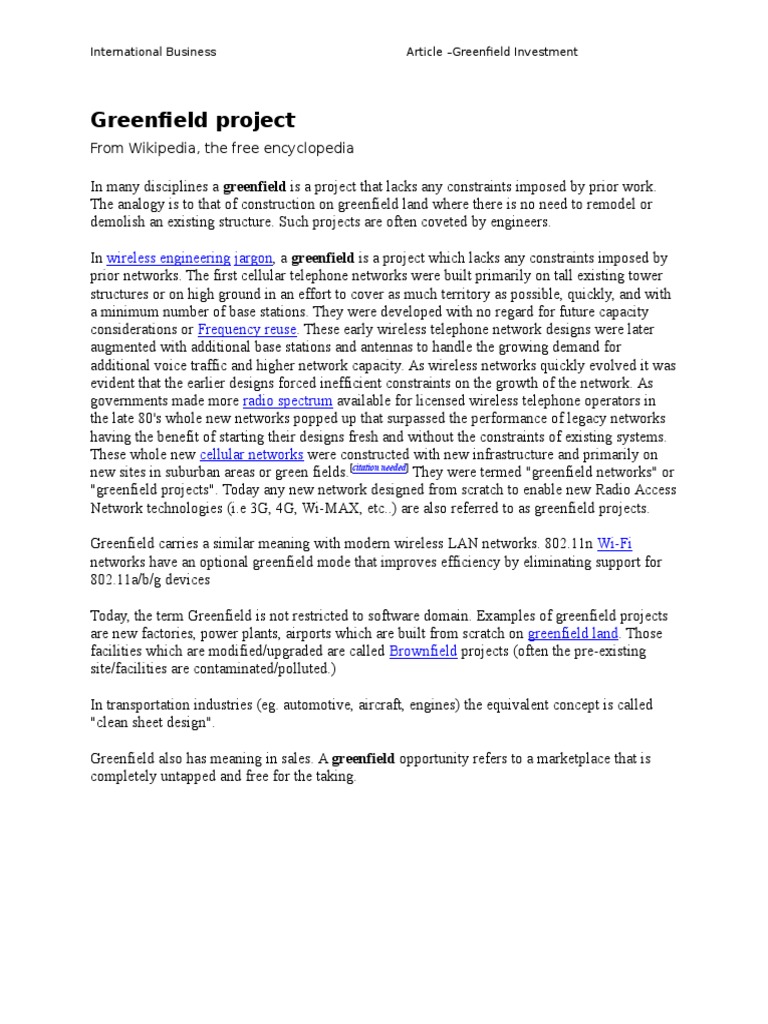 Understanding Greenfield Investments | PDF | Cellular Network | Radio ...