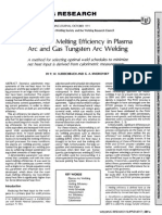 A Study of Melting Efficiency in Plasma Arc and Gas Tungsten Arc Welding