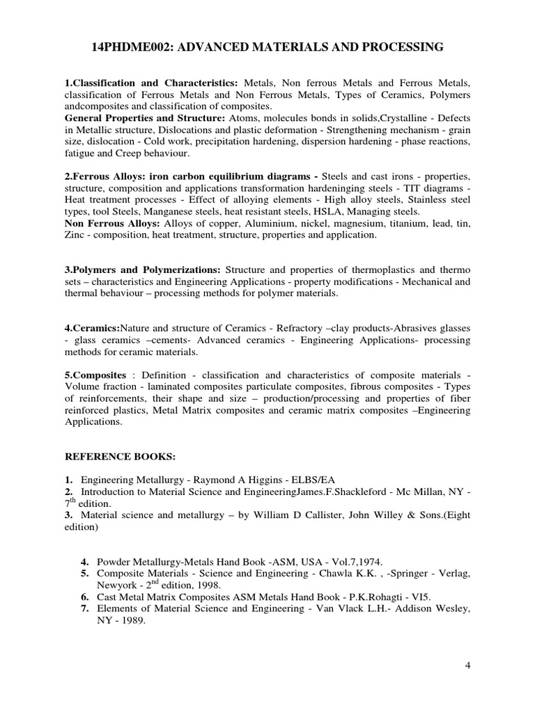 Advanced Materials and Processing Overview | PDF