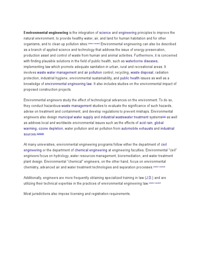 Overview of Environmental Engineering | PDF | Law | Science & Mathematics