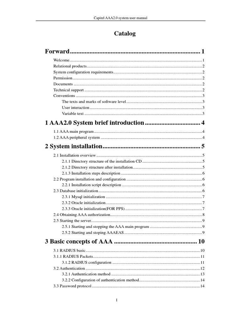 AAA2.0 System User Manual | PDF | Radius | Network Protocols