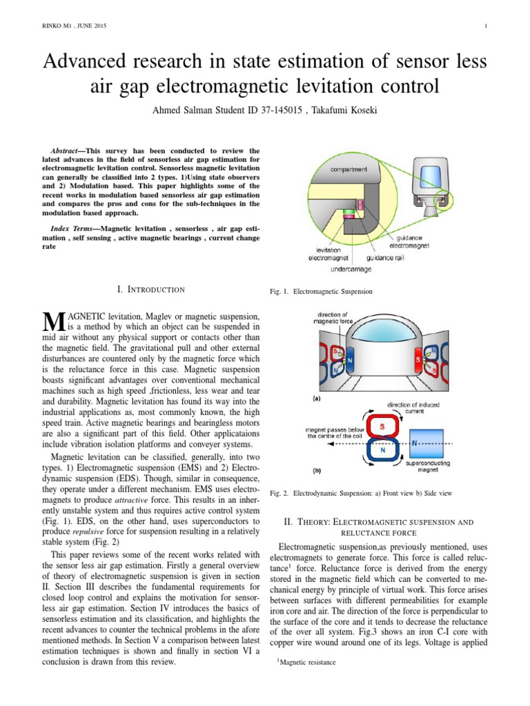 Sensorless Air Gap Estimation in Maglev | PDF | Control Theory | Inductor