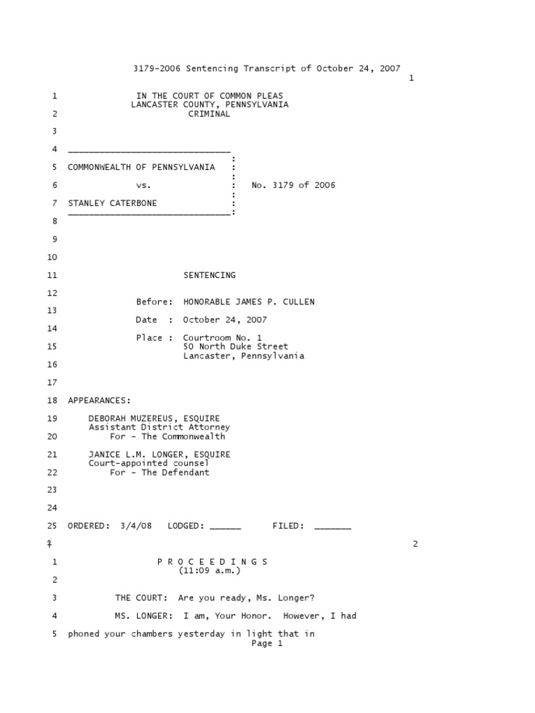 3179-2006 Sentencing Transcript of October 24, 2007 Important ...
