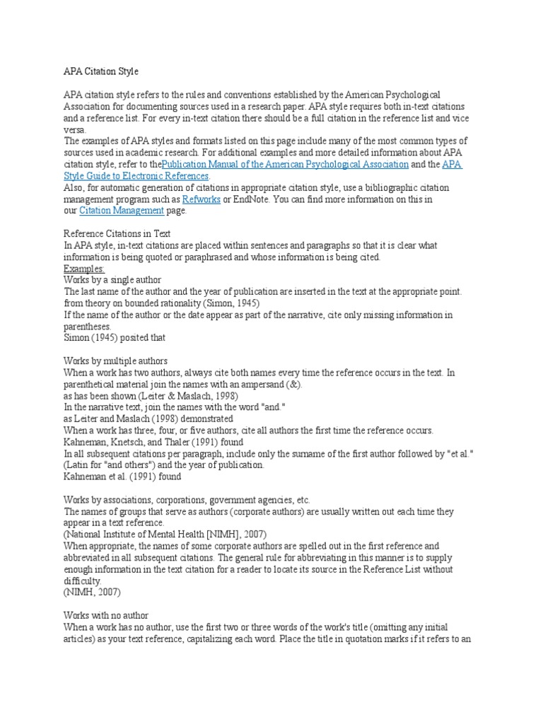 APA Citation Style Citation