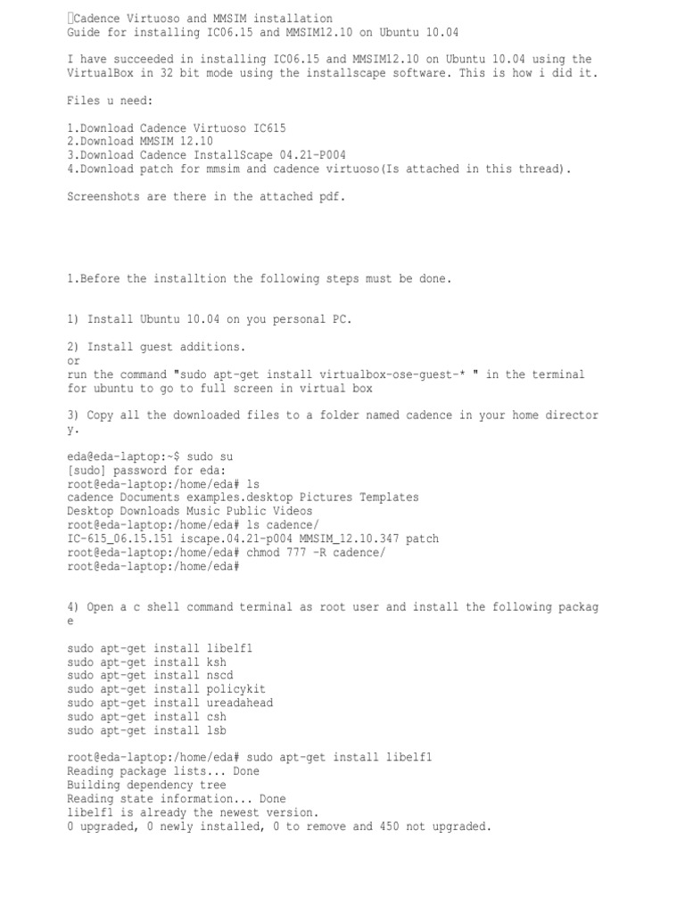 Install cadence ic615 on ubuntu linux