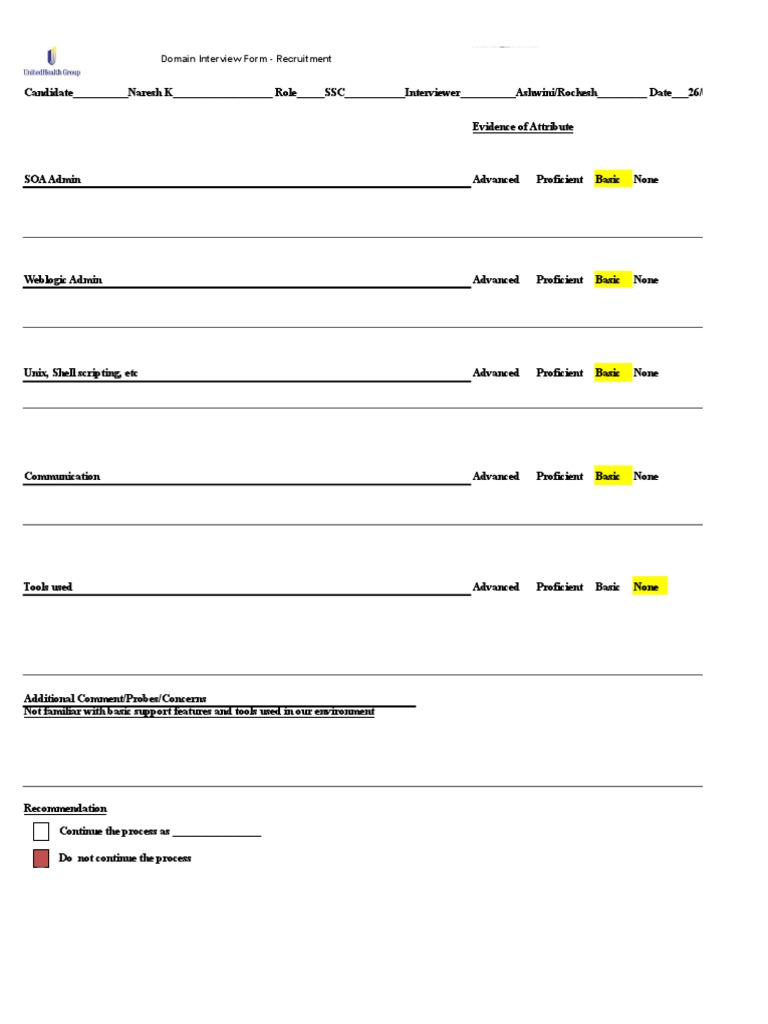 Domain Interview Form - Recruitment | PDF