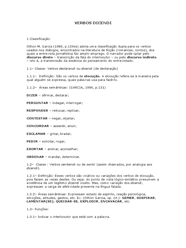 Verbos Dicendi | PDF | Gramática | Ciência cognitiva