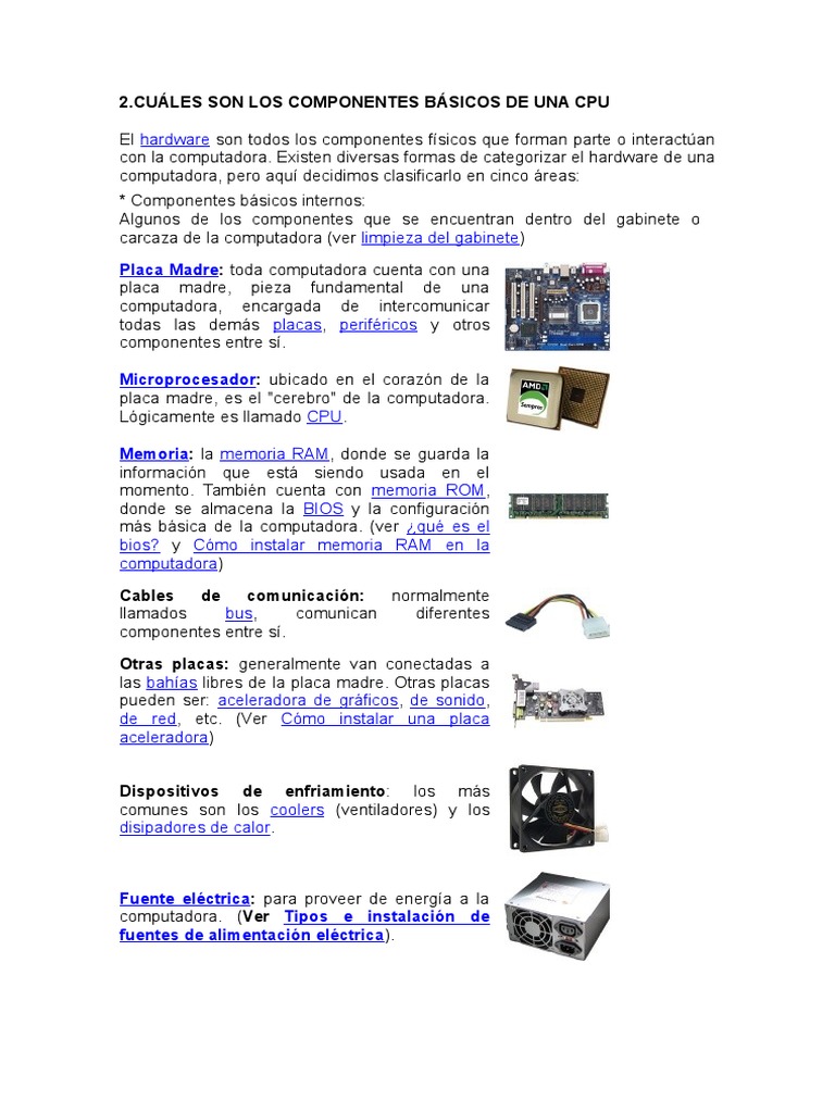 Componentes Esenciales de una CPU | PDF | Hardware de la computadora ...