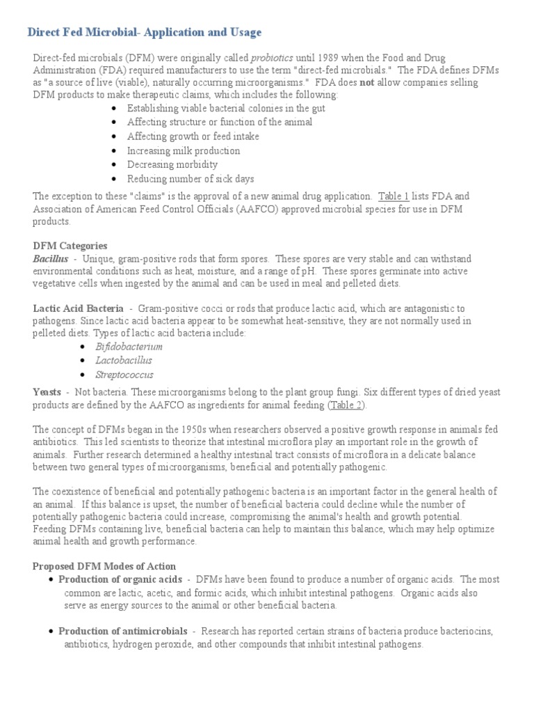Direct Fed Microbials: Usage & Benefits | PDF | Bacteria | Colony ...