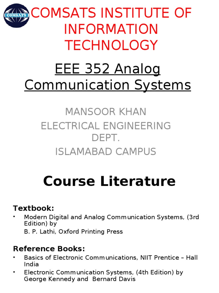 EEE352 Communication Systems Overview | PDF | Signal To Noise Ratio ...