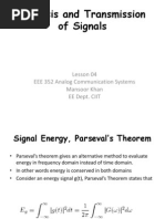 Analysis and Transmission of Signals: Lesson 04 EEE 352 Analog Communication Systems Mansoor Khan Ee Dept. Ciit