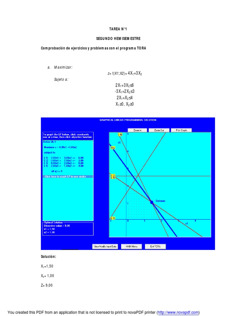 TORA Optimization Exercise Solutions | PDF