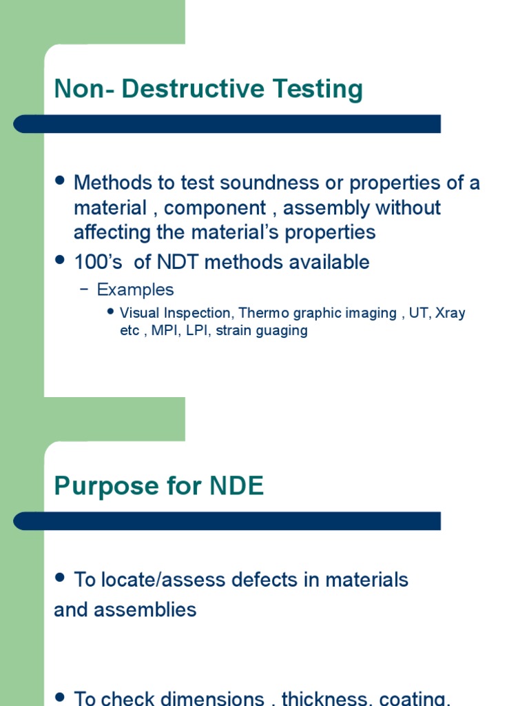 Introduction to Non-Destructive Testing | PDF | Radiography ...