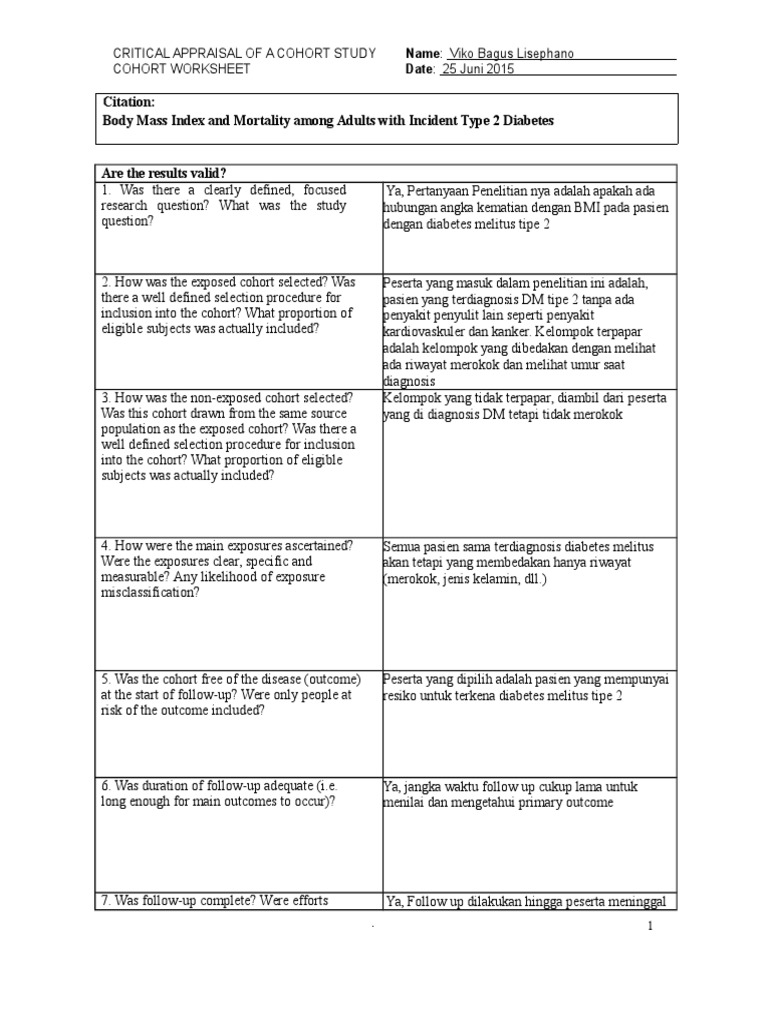 Cohort Critical Appraisal Pdf Cohort Study Confounding