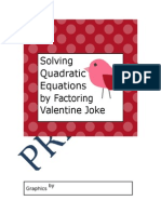 Solving Quadratic Equations by Factoring Valentine Joke