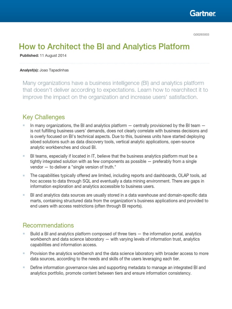 How To Architect The Bi and 265003 | PDF | Business Intelligence ...