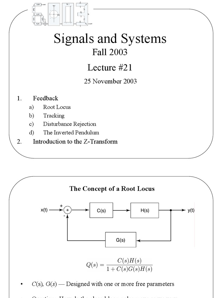 Signal and System Lecture 21 PDF Control Theory Electrical Engineering