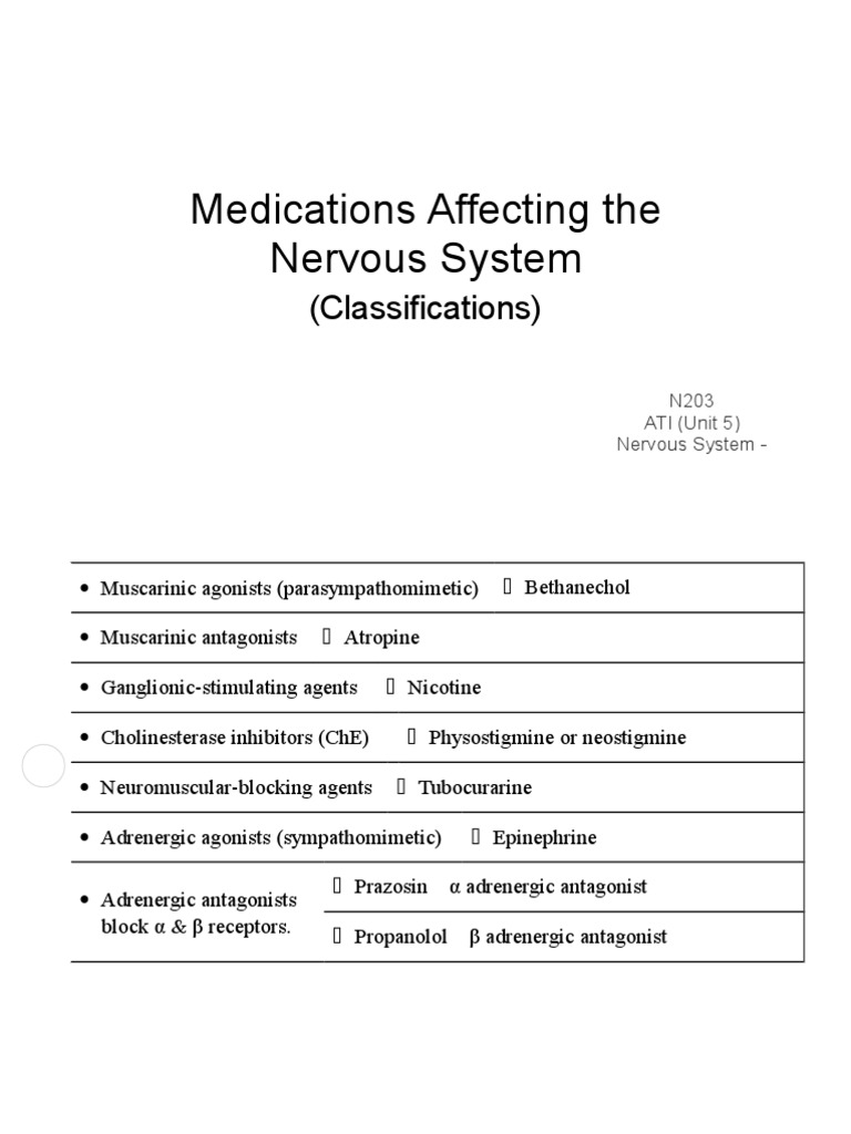 Ati Flash Cards 05 Medications Affecting The Nervous System Epinephrine Antipsychotic