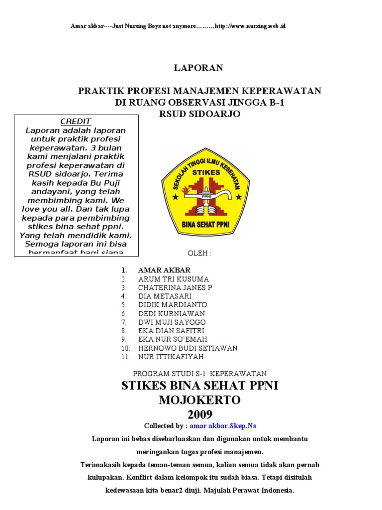 Laporan Manajemen Keperawatan