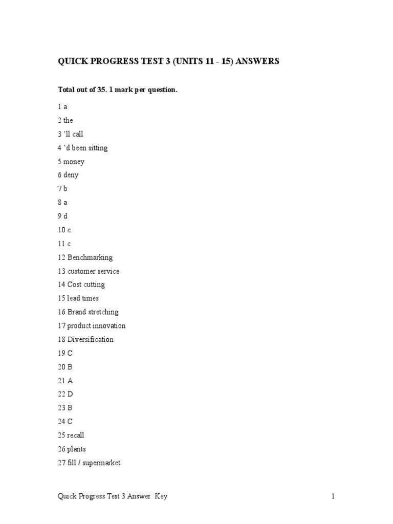 In Company Upper Intermediate Test Key 3 | PDF