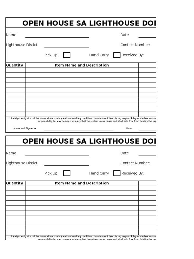 Open House Sa Lighthouse Form | PDF