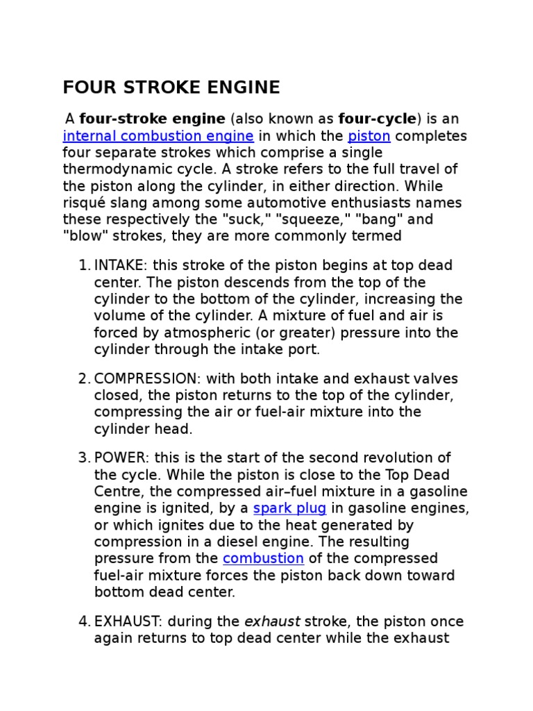 Four Stroke & Two Stroke | PDF | Internal Combustion Engine | Engines