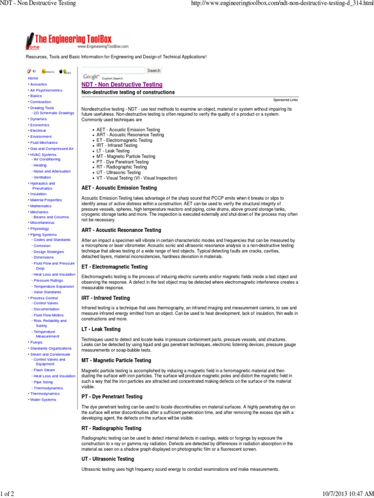 Non-Destructive Testing Methods Overview | PDF | Nondestructive Testing ...
