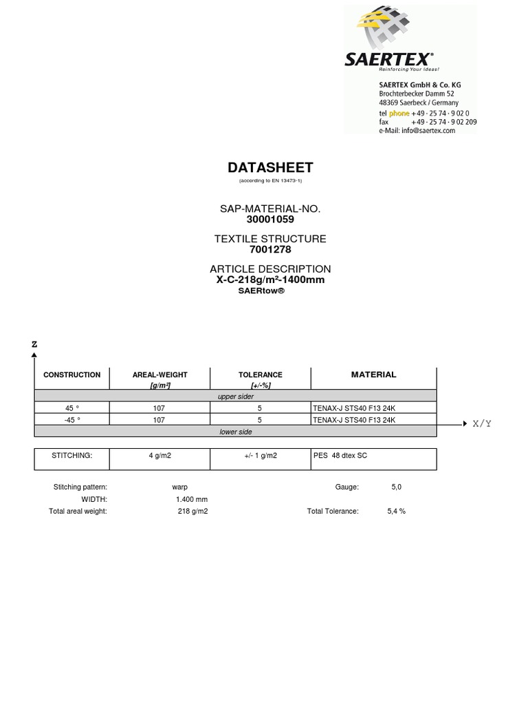 Textile Structure Datasheet EN 13473-1 | PDF | Technology & Engineering