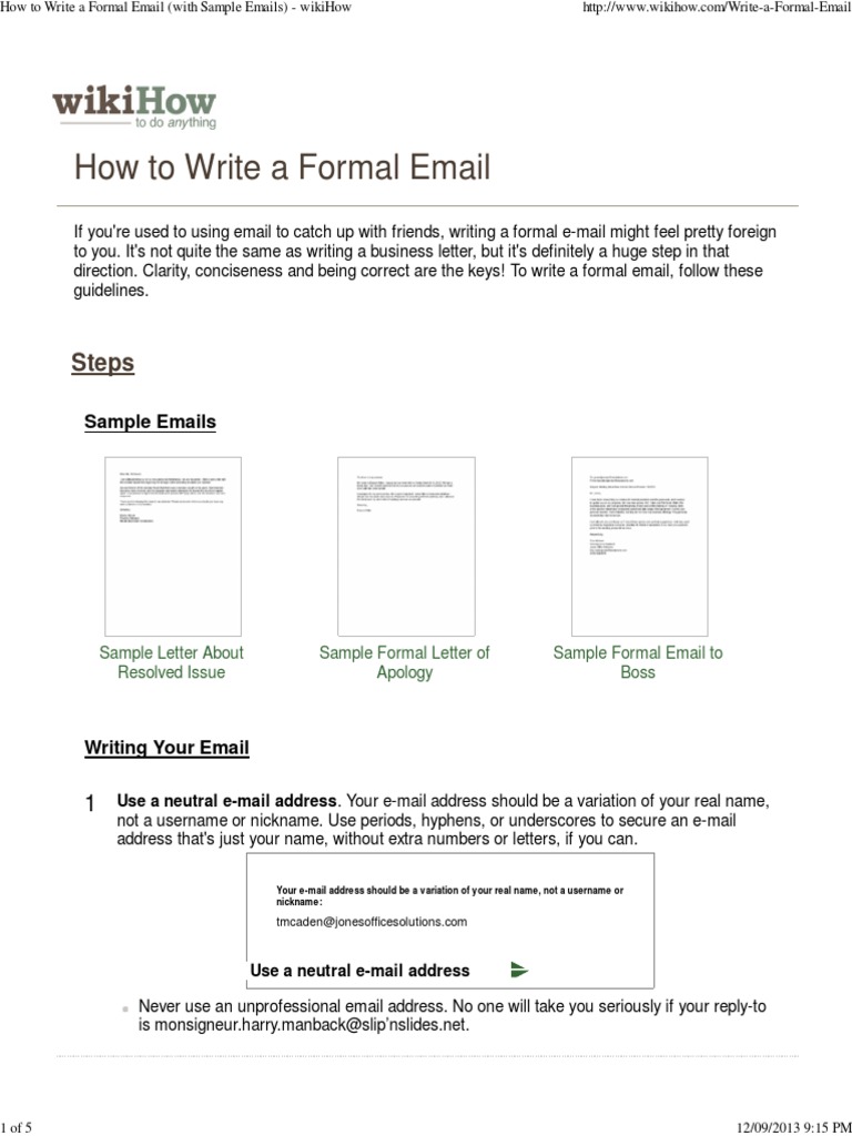 How To Write A Formal Email (With Sample Emails) - WikiHow  PDF