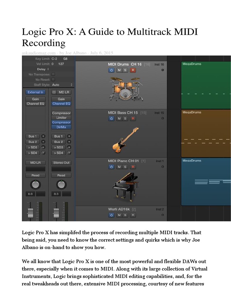 Logic Pro X A Guide To Multitrack MIDI Recording PDF Digital
