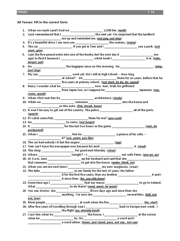 Tenses Exercises