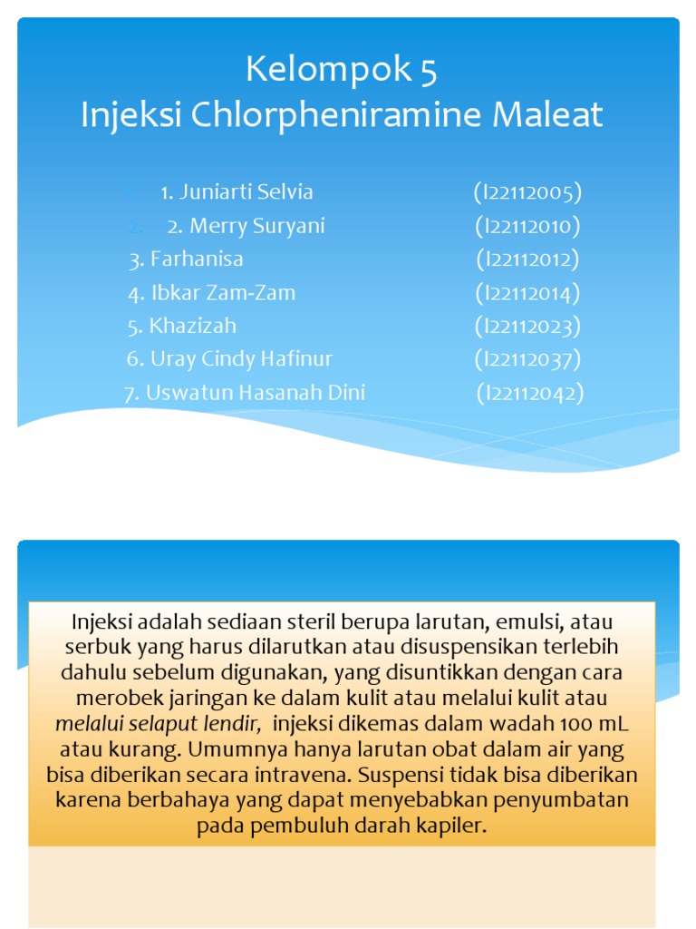 Injeksi Chlorpheniramine Maleat | PDF | Pengembangan Diri | Kesehatan ...