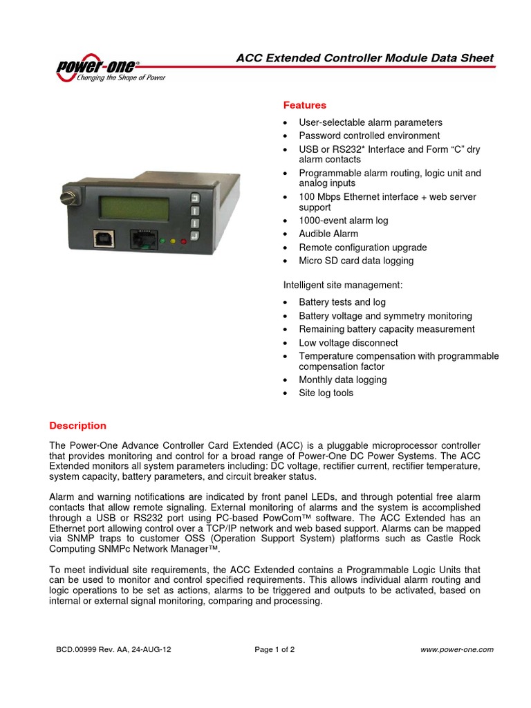ACC Extended Controller Module Data Sheet.pdf | Battery (Electricity) | Usb