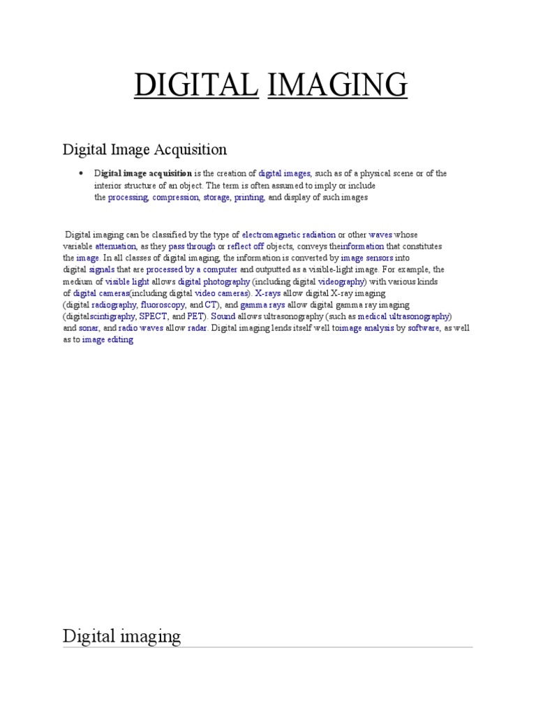 Digital Imaging PDF Digital Imaging Imaging