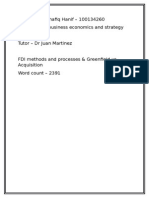 Greenfeild Vs Aqusition, Fdi Methods and Processes, Derby Uni, Grade 2:1, Dunning's Eclectic Paradigm