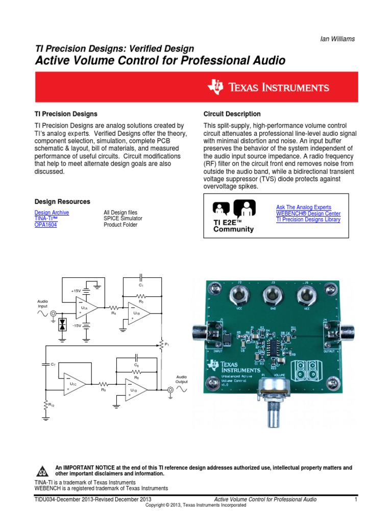 Active Volume Control For Professional Audio | PDF | Amplifier | Resistor