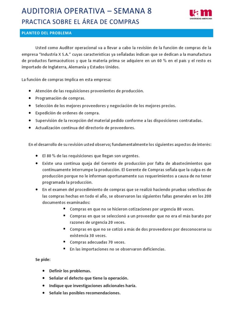 Auditoría Operativa - Practica Area de Compras | PDF
