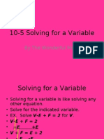 10-5 Solving For A Variable