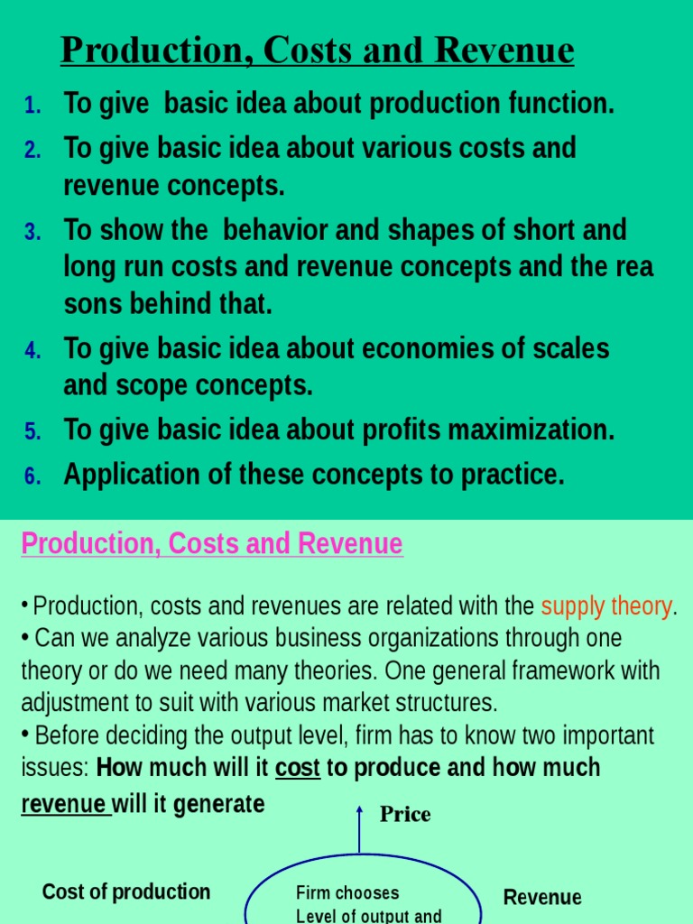 Production Costs and Revenue Analysis | PDF | Long Run And Short Run ...