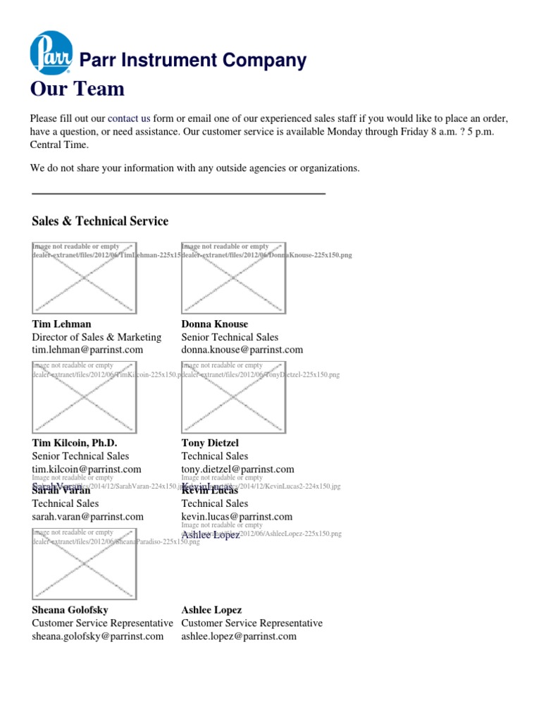 Our Team - Parr Instrument Company | PDF | Business