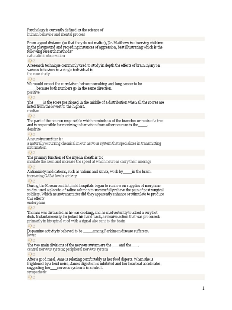 Practice Psych Test 1 Questions | Autonomic Nervous System | Perception