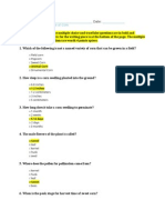 Rubric and Answer Key For Lifecylcle Quiz