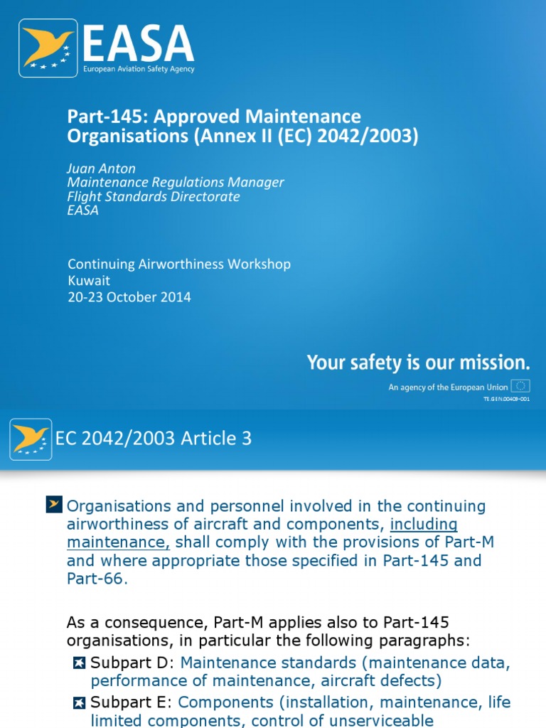 EASA Part-145 Maintenance Overview | PDF | Audit | Aviation