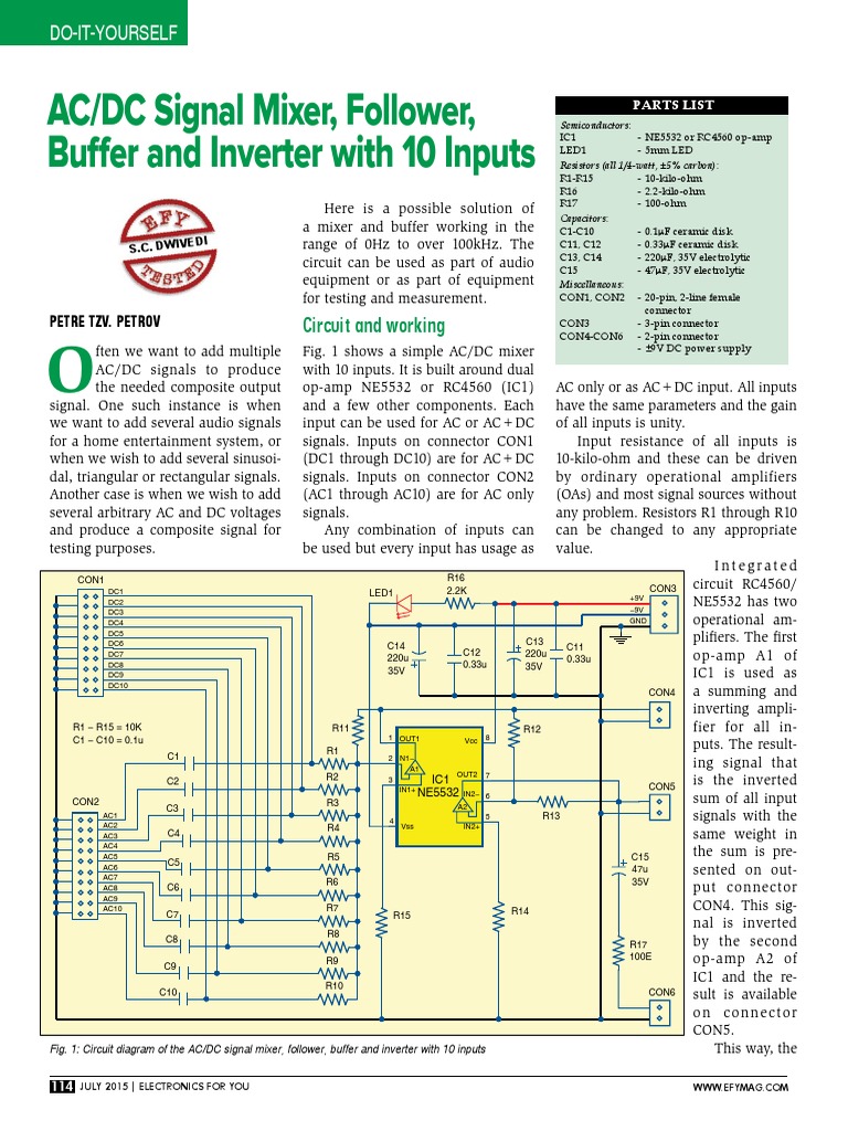 114-115 DIY AC-DC Signal Mixer July 15 | PDF | Operational Amplifier ...
