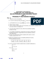 Ma1252-Probability and Queueing Theory Unit - I Probability and Random Variable