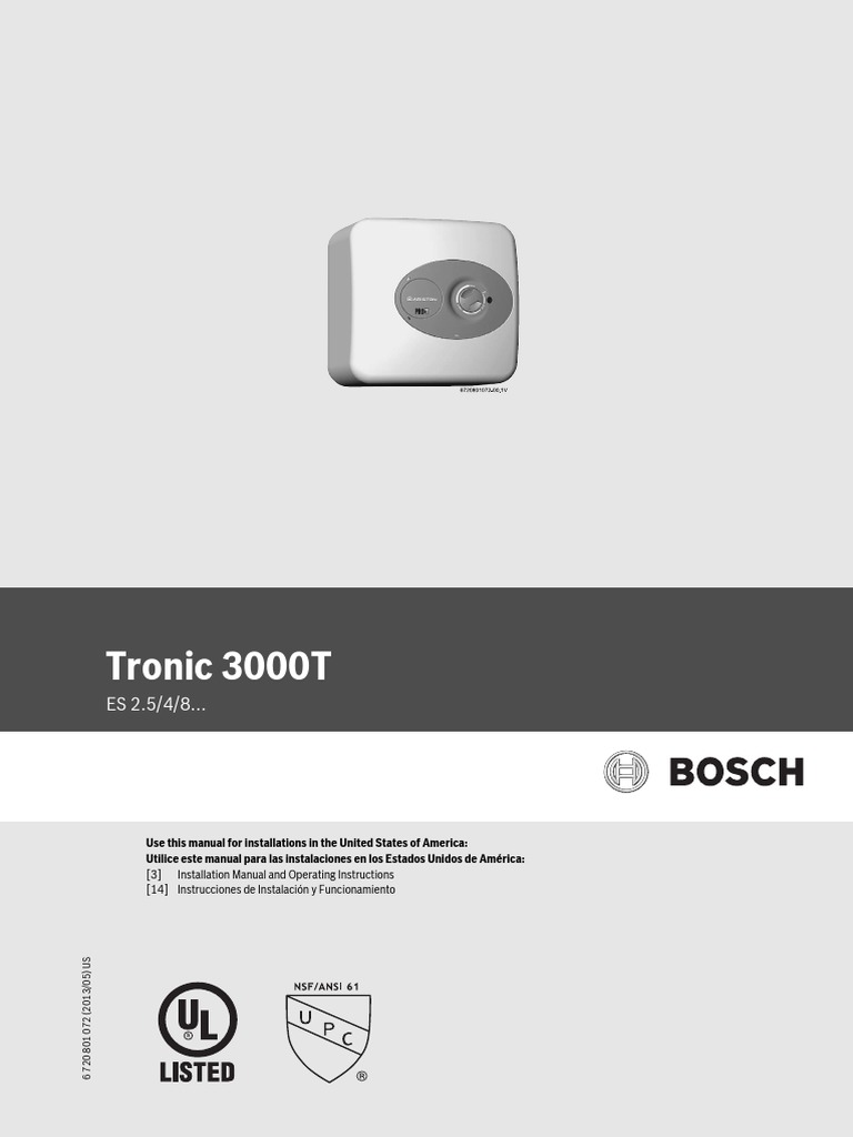 Bosch Tronic 3000T Spec Sheet _ Bosch Tronic 3000T Installation Manual ...