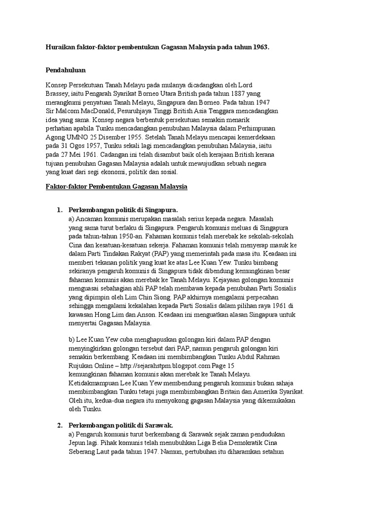 Faktor Pembentukan Malaysia  PDF