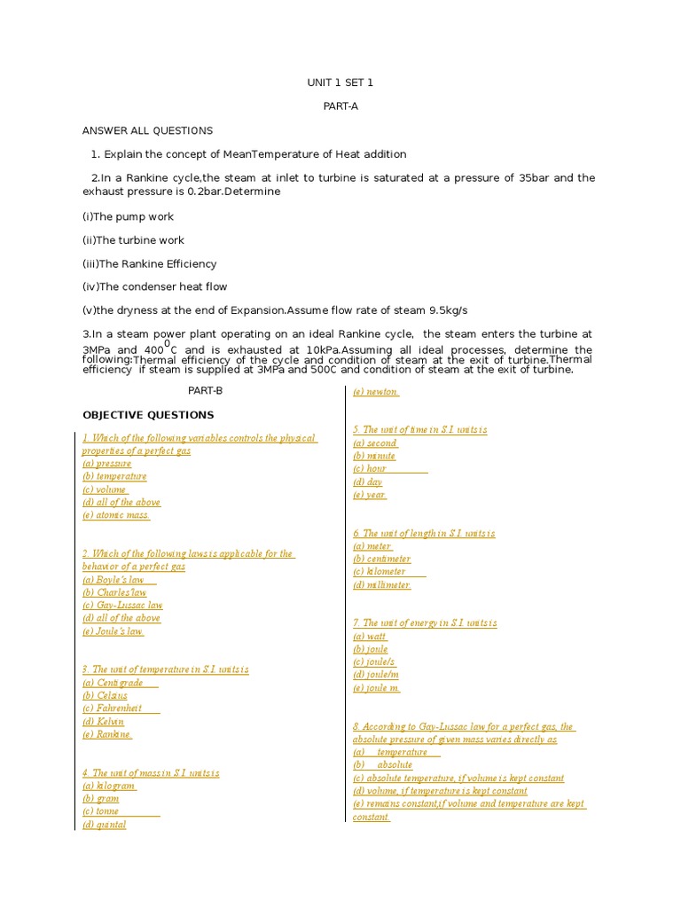 Unit 1 Set 1 | PDF | Gases | Steam