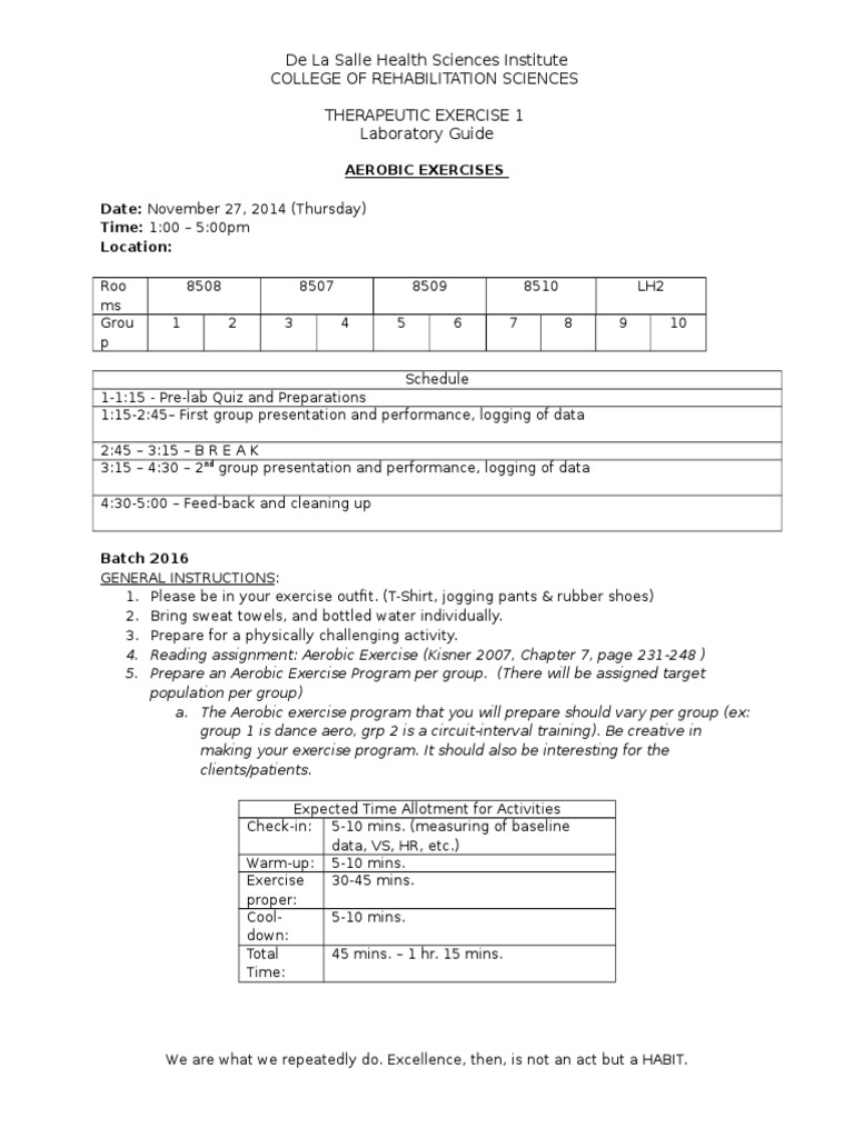 TX1 Aerobic Exercise Lab | PDF | Physical Fitness | Physical Therapy
