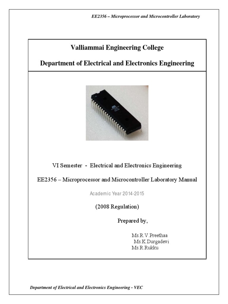 EE2356-Microprocessor and Microcontroller Lab | Analog To Digital Converter  | Digital To Analog Converter